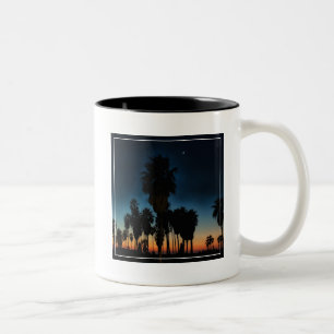 Crescent Moon And One Star On Sunset Two-Tone Coffee Mug
