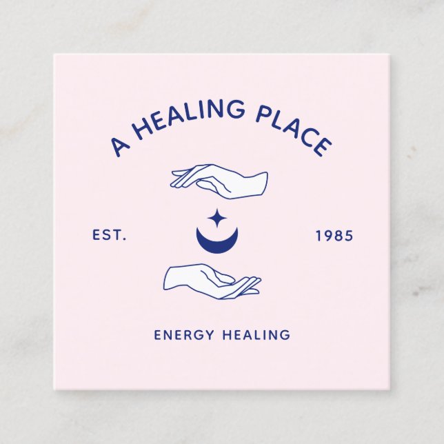 Crescent Moon and Star Hands Energy Worker Square Business Card (Front)