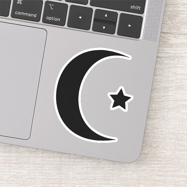 Crescent Moon And Star Vinyl Cut Sticker (Detail)