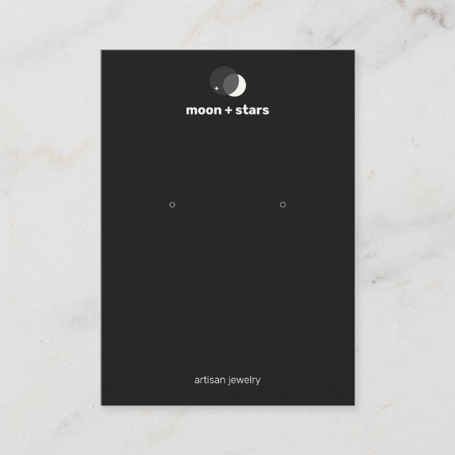 Crescent Moon Black Earring  Display Holder Business Card (Front)
