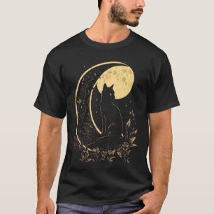 Crescent Moon Cat Kitten Astronomy Creepy Night 2 T-Shirt