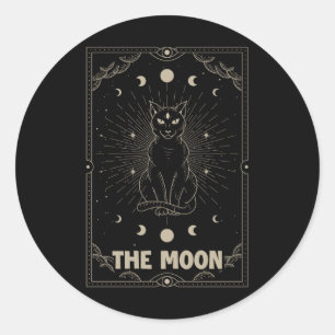Crescent Moon Cat Tarot Card Graphic For Tarot Cat Classic Round Sticker
