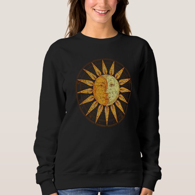 Crescent Moon Celestial Body Boho Sun Moon Astrolo Sweatshirt (Front)