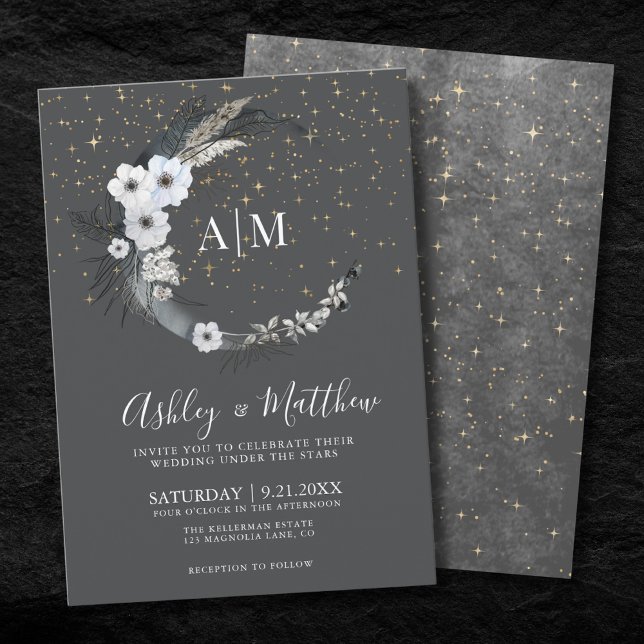 Crescent Moon Celestial Wedding Invitation (Crescent Moon Celestial Wedding Invitation)