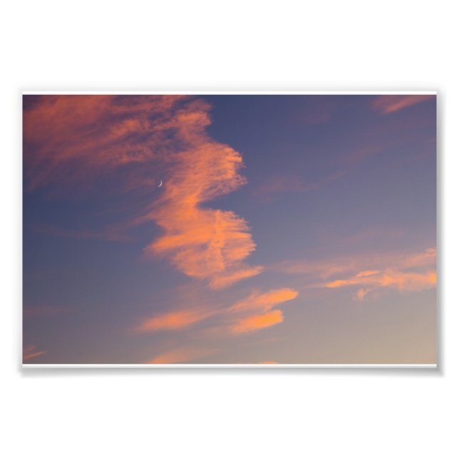Crescent Moon, Evening Sky, Ohio Photo Print (Front)
