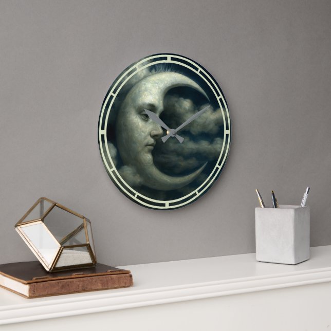 Crescent Moon Face Large Clock (Office)