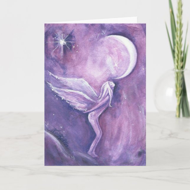 Crescent Moon Fairy Greeting Card (Front)