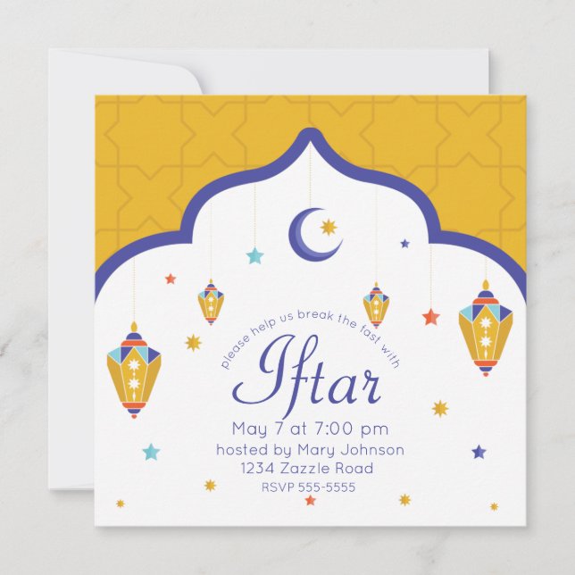 Crescent Moon & Fanous Ramadan Invitation (Front)