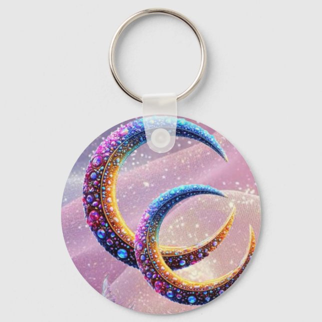 Crescent Moon Fantasy Art | personalised key chain (Front)