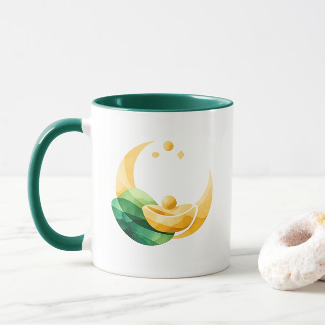 Crescent Moon Gold Pot St. Patrick's Day Mug (With Donut)