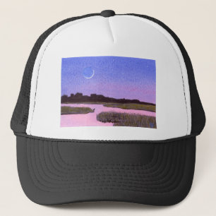 Crescent Moon & Heron Twilight Marsh Trucker Hat