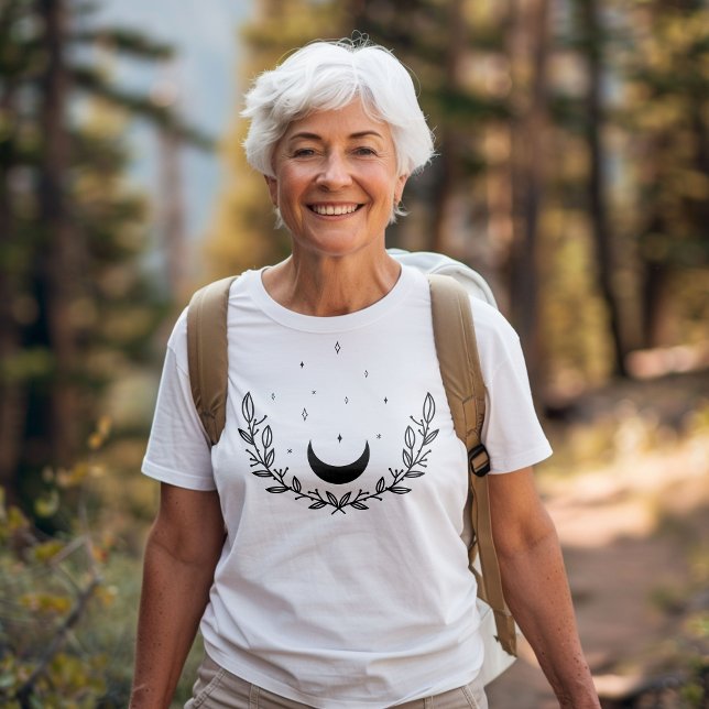 Crescent Moon & Leaves Boho Line Art Tri-Blend Shirt (Creator Uploaded)
