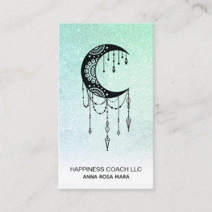 *~* Crescent Moon Luna Talisman Shaman Glitter Business Card