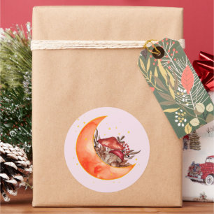 Crescent Moon Mushroom Cottagecore Fungi Mycology Classic Round Sticker