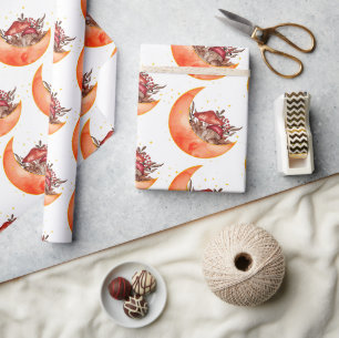 Crescent Moon Mushroom Cottagecore Fungi Mycology Wrapping Paper