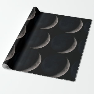 Crescent moon NASA black gift wrap wrapping paper
