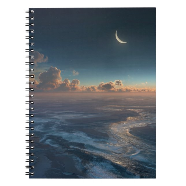 Crescent Moon Ocean Horizon Notebook (Front)