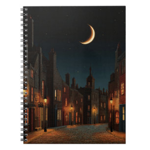 Crescent Moon Old Town Night Notebook