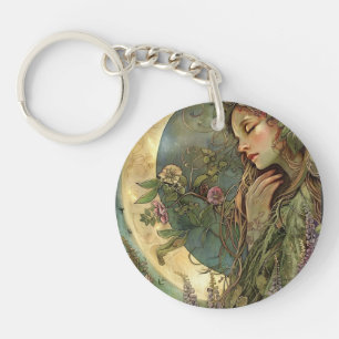 Crescent Moon Ostara Key Ring