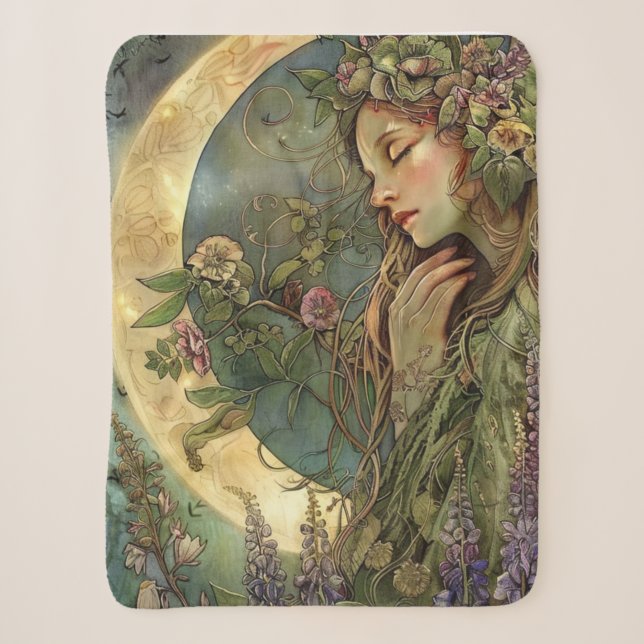 Crescent Moon Ostara  Sherpa Blanket (Front)