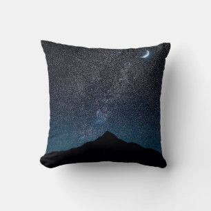 Crescent Moon Over Starry Mountain Cushion