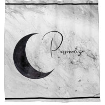 Crescent Moon - Personalised Shower Curtain Marble