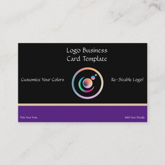 Crescent Moon & Planets  - Rainbow Reiki Logo Business Card (Front)