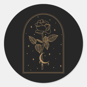 Crescent Moon Rose Occult Witchcraft Wicca Classic Round Sticker