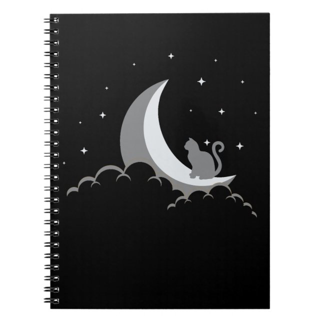 Crescent Moon Spiritual Cat Gothic Pastel Wicca Notebook (Front)