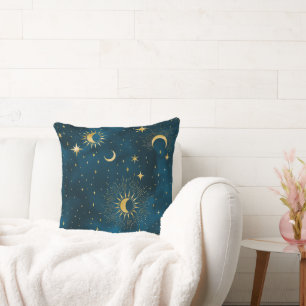 Crescent Moon Starry Night Celestial Cushion