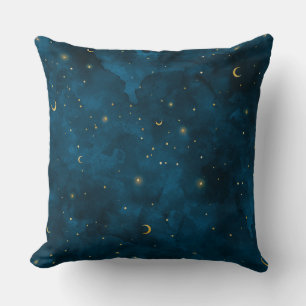 Crescent Moon Starry Night Celestial Cushion