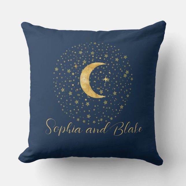 Crescent Moon Starry Night  Cushion (Front)