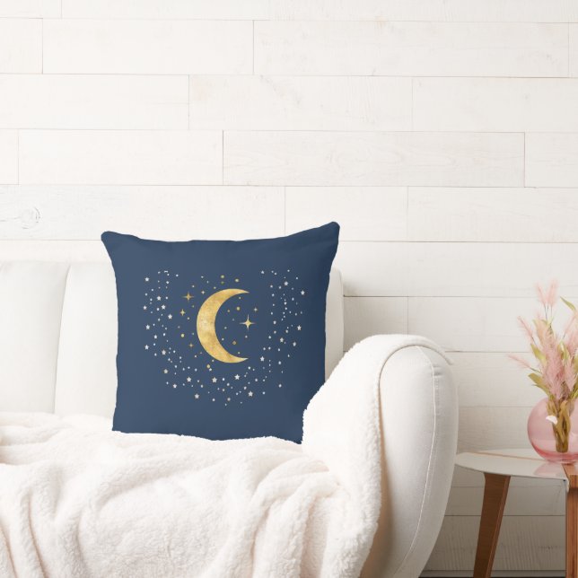 Crescent Moon Starry Night  Cushion (Couch)