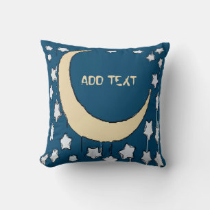 Crescent Moon  Starry Night Throw Pillow