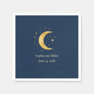 Crescent Moon Starry Night Wedding Napkin