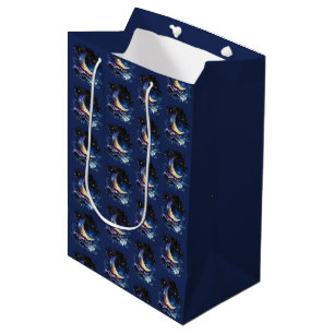 Crescent Moon Stars Celestial Blue Halloween Medium Gift Bag
