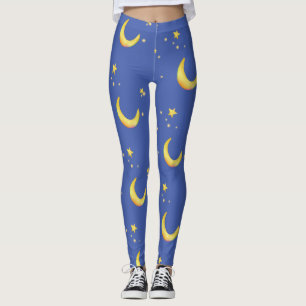 Crescent moon stars customisable background leggings