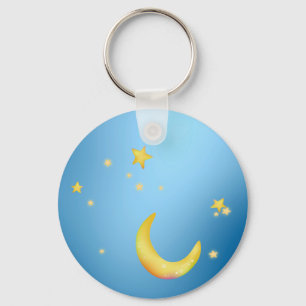 Crescent moon stars key ring