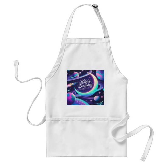 Crescent moon, stars, planets Galaxy-themed Standard Apron (Front)