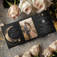 Crescent Moon Sun Halo Celestial Wedding Photo