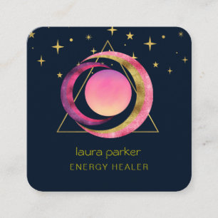 Crescent Moon Sun Purple Mystic Boho Cosmic Sky Square Business Card