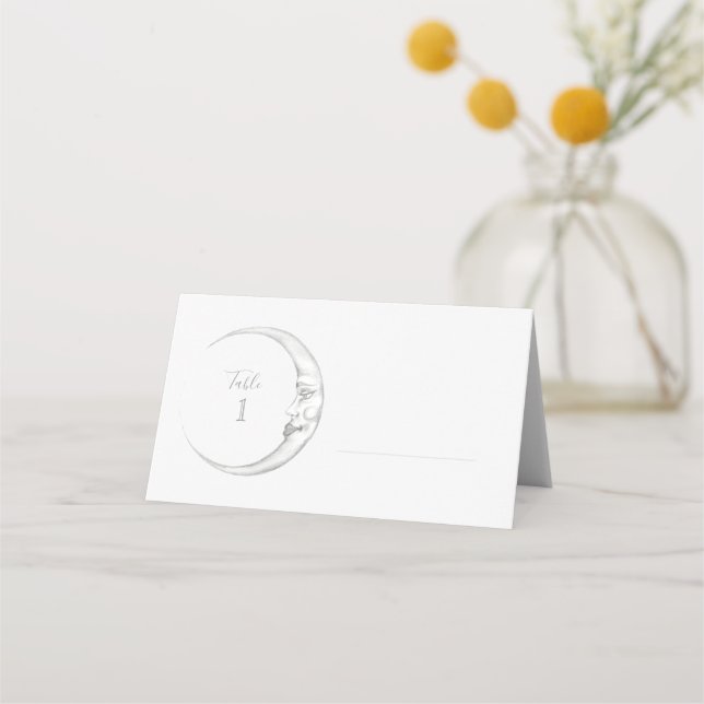 Crescent Moon Table Number Place Card (Front)