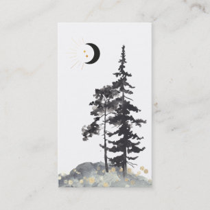 *~* Crescent Moon Trees Black Gold Stars Glitter Business Card