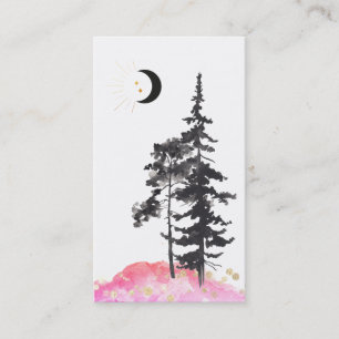 *~* Crescent Moon Trees Gold Stars Glitter Pink Business Card