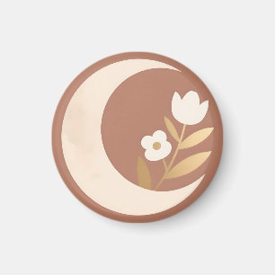 Crescent Moon Tulip Floral Minimal Magnet