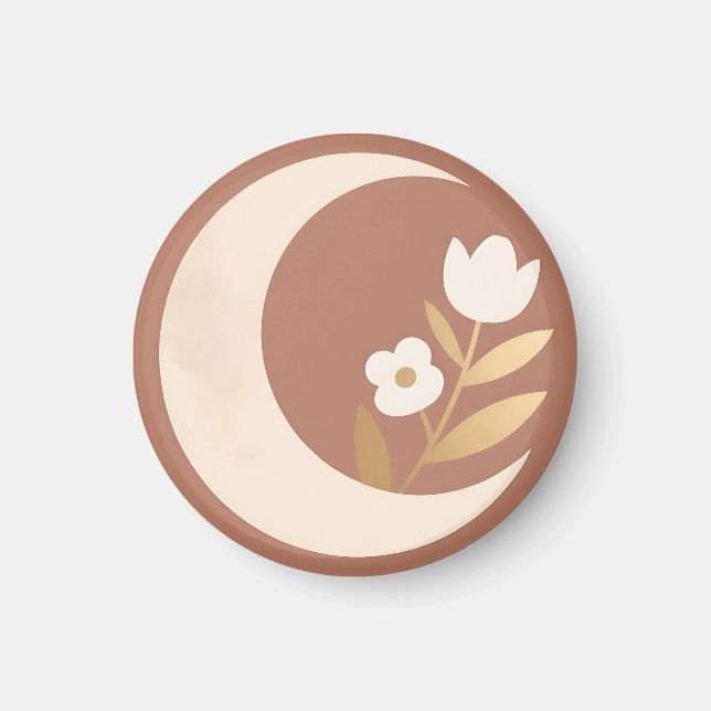 Crescent Moon Tulip Floral Minimal Magnet (Front)