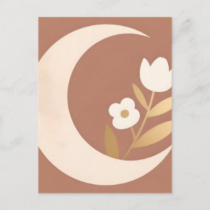 Crescent Moon Tulip Floral Minimal Postcard