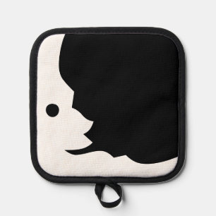 Crescent Moon White Black Waxing Pot Holder