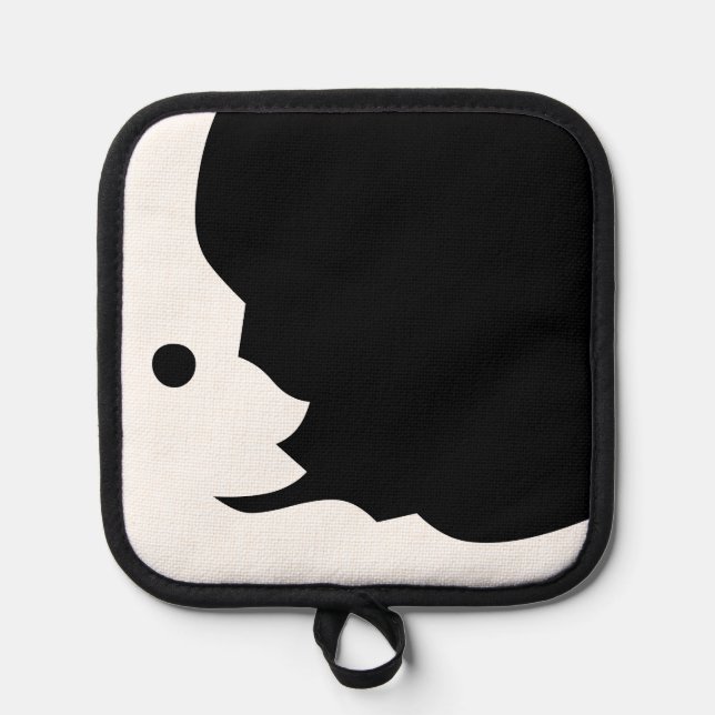 Crescent Moon White Black Waxing Pot Holder (Front)