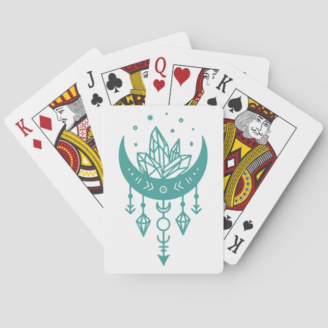 CRESCENT MOON with CRYSTALS Playing Cards (Back)